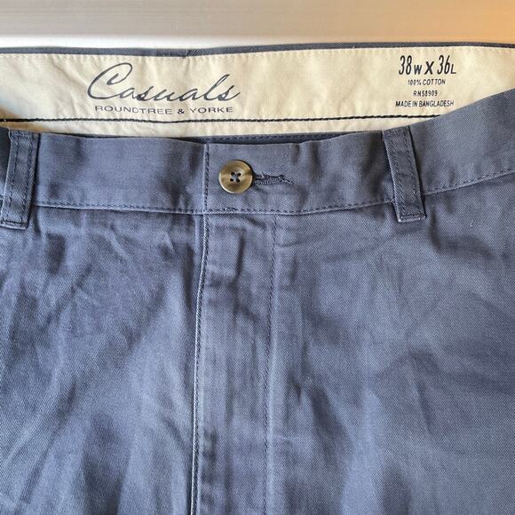 Roundtree & Yorke Men Khaki Pants size 38W x 36L Blue Mid Rise Straight Leg NWT - Picture 8 of 11